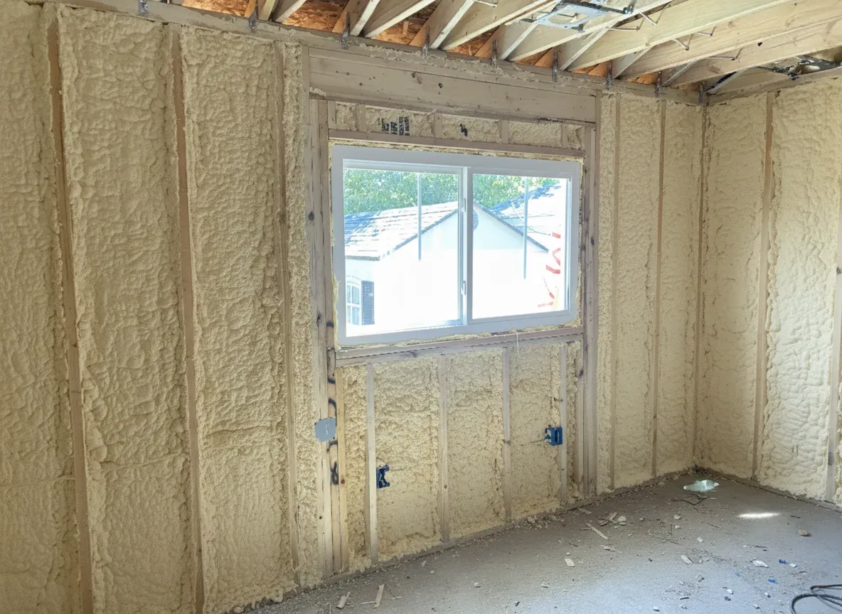The same wall with every cavity filled with insulation